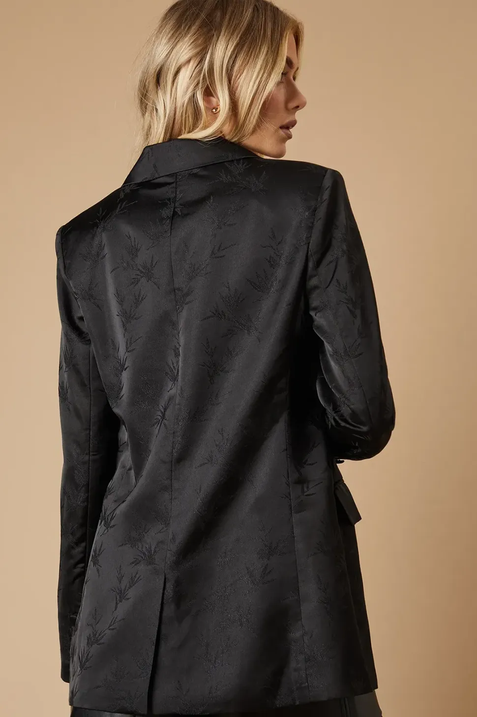 Satin Jacquard Single Breasted Blazer