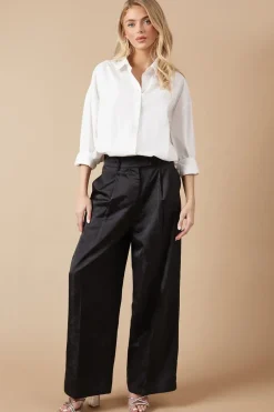 Satin Jacquard Wide Leg Trouser
