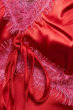 Satin Lace Trim Midaxi Tea Dress