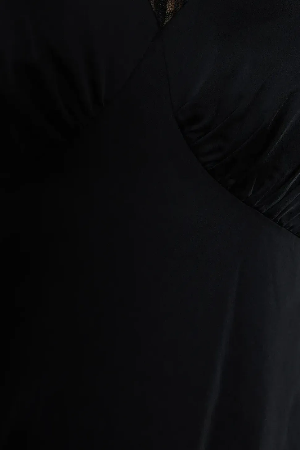 Satin Lace Trim Midi Dress