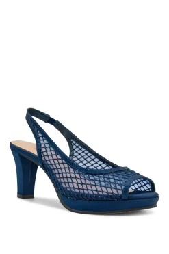 Satin Mesh 'Levinia' High Block Heel Slingback Platform Sandal