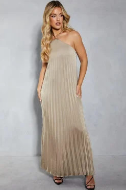 Satin Pleated Strappy Halterneck Low Back Maxi Dress