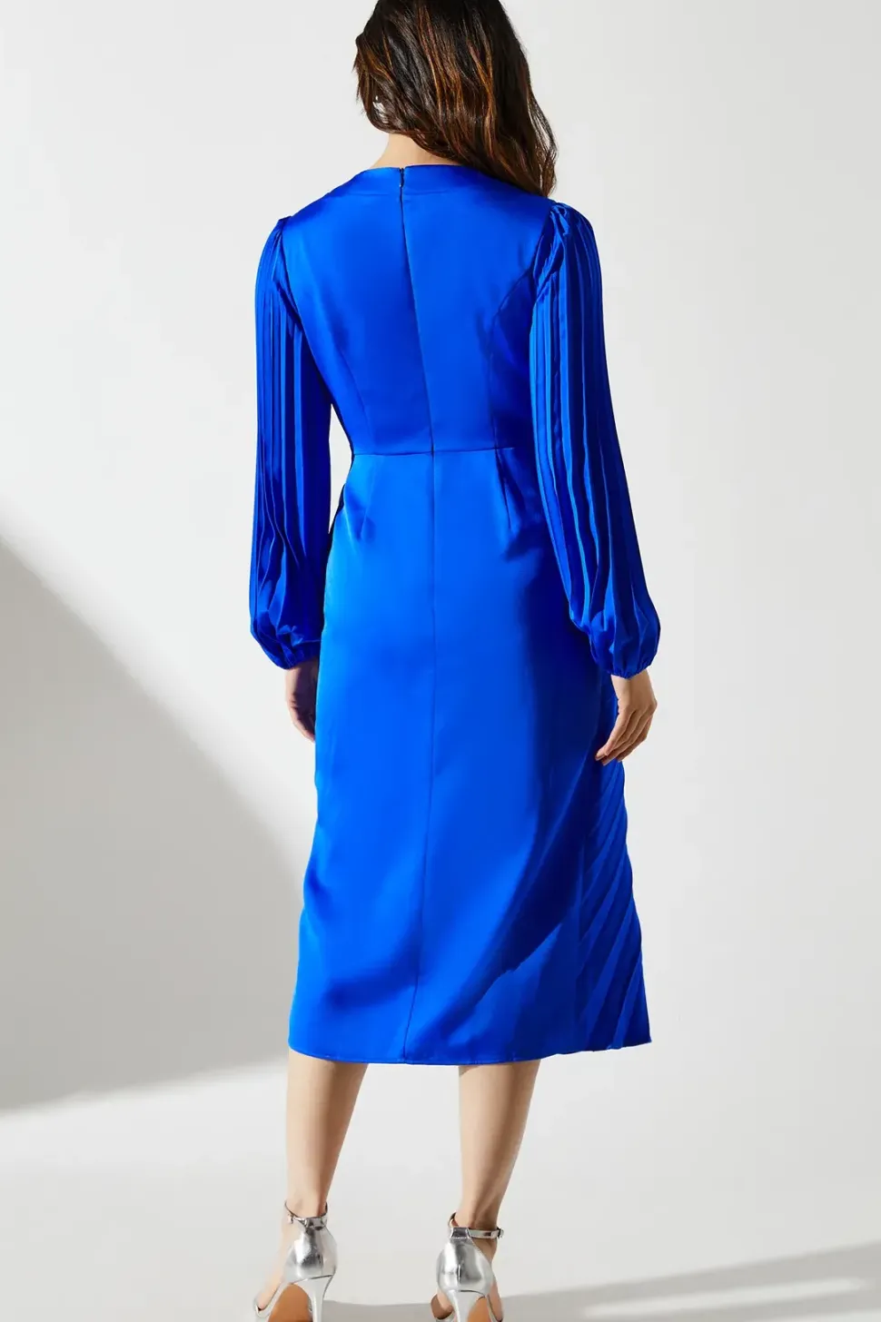 Satin Pleated Wrap Dress