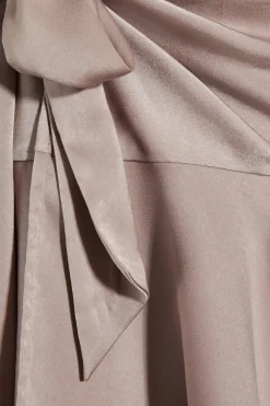 Satin Plunge Layered Frill Skirt Tie Side Wrap Mini Dress