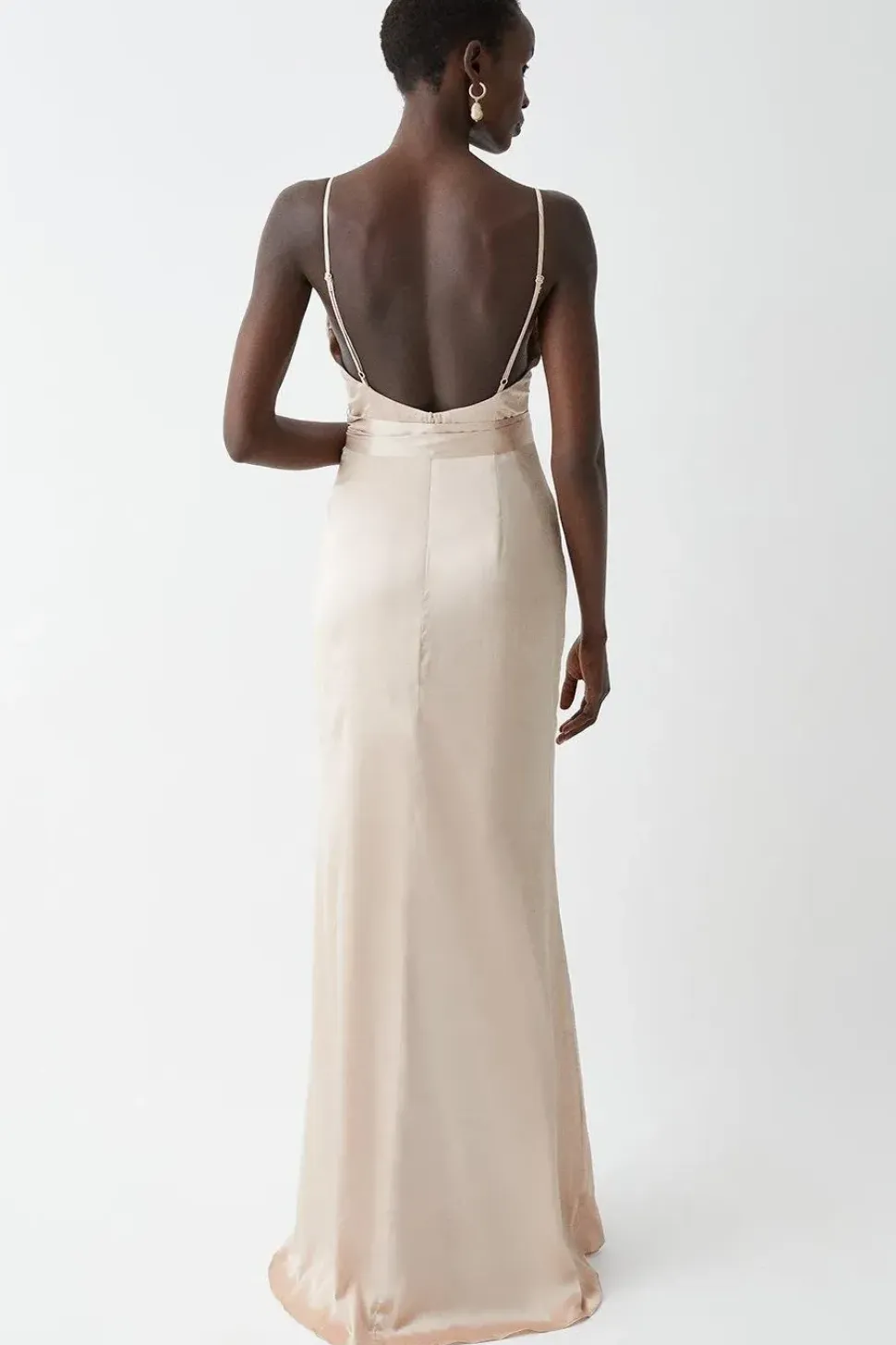 Satin Slip Bridesmaids Dress With Detachable Sash