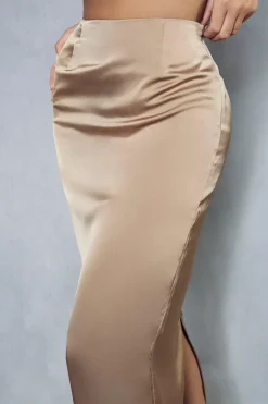 Satin Split Back Maxi Skirt