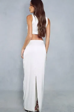 Satin Split Back Maxi Skirt