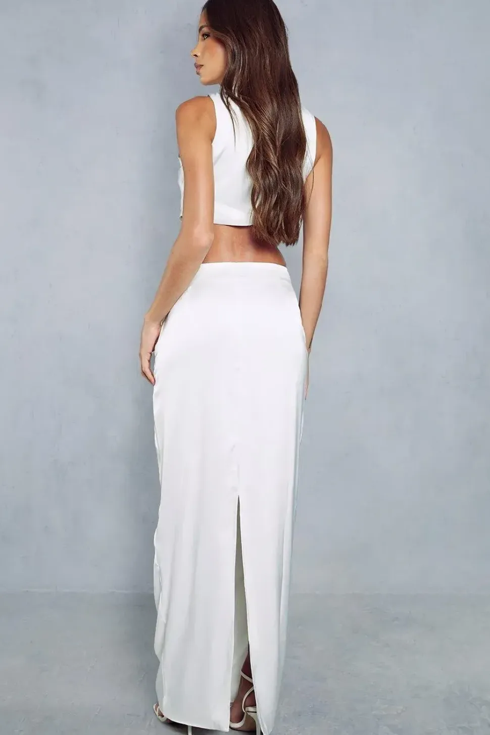 Satin Split Back Maxi Skirt