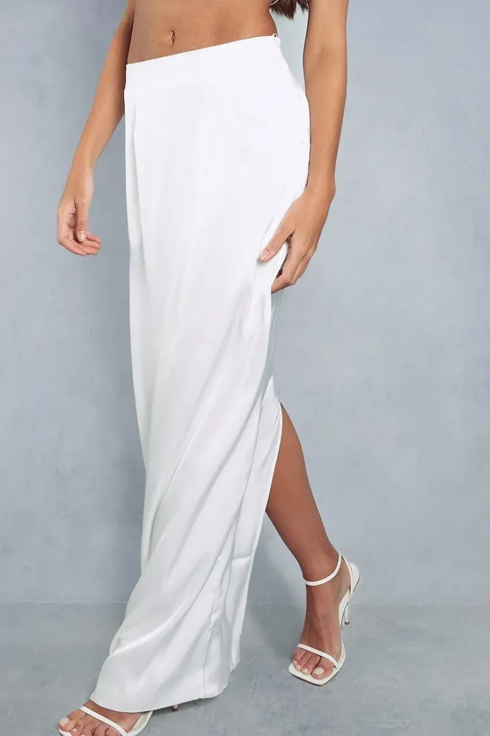 Satin Split Back Maxi Skirt