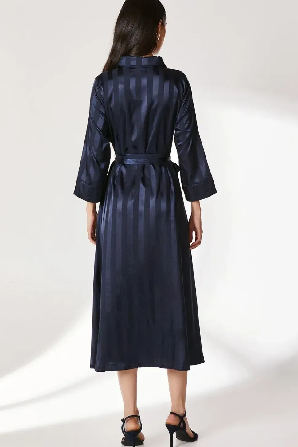 Satin Stripe Shirt Dress