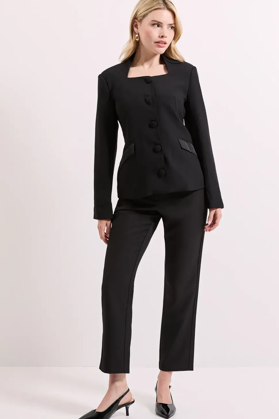 Satin Sweetheart Neckline Jacket