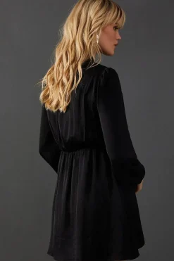 Satin Tie Neck Flippy Mini Dress