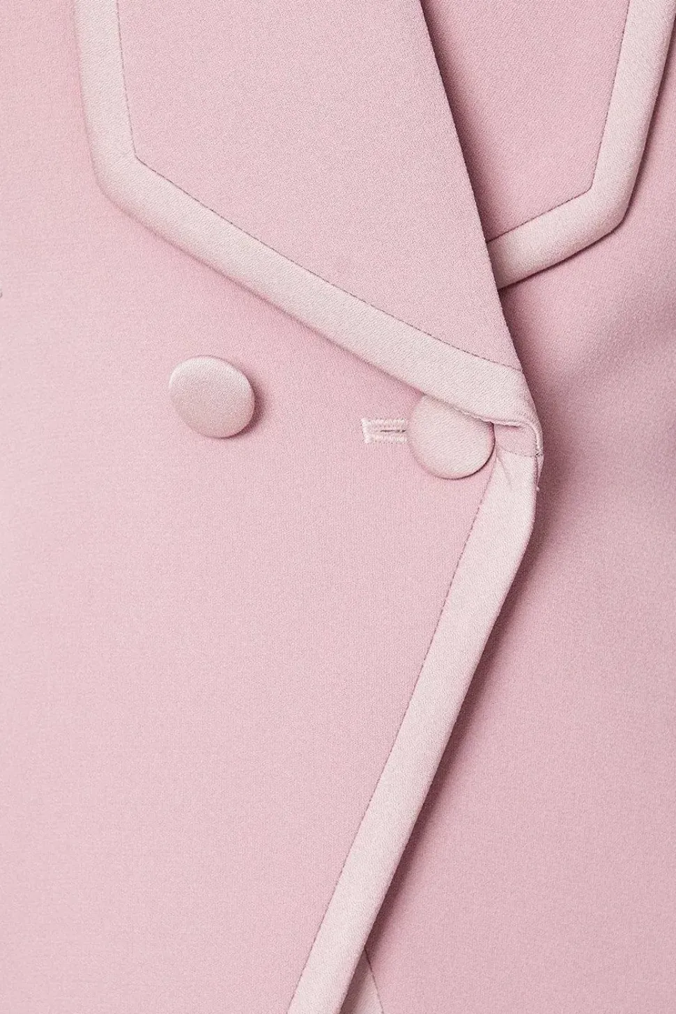 Satin Trim Cropped Double Breasted Blazer