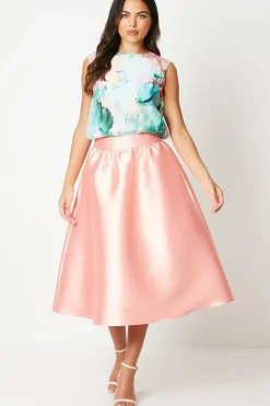 Satin Twill Full Midi Skirt