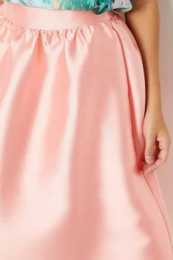 Satin Twill Full Midi Skirt