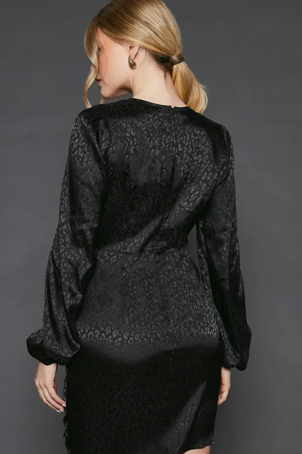 Satin Wrap Long Sleeve Mini Dress