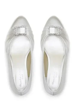 Satin 'Brittney' Wide Fit Block Heel Shoes