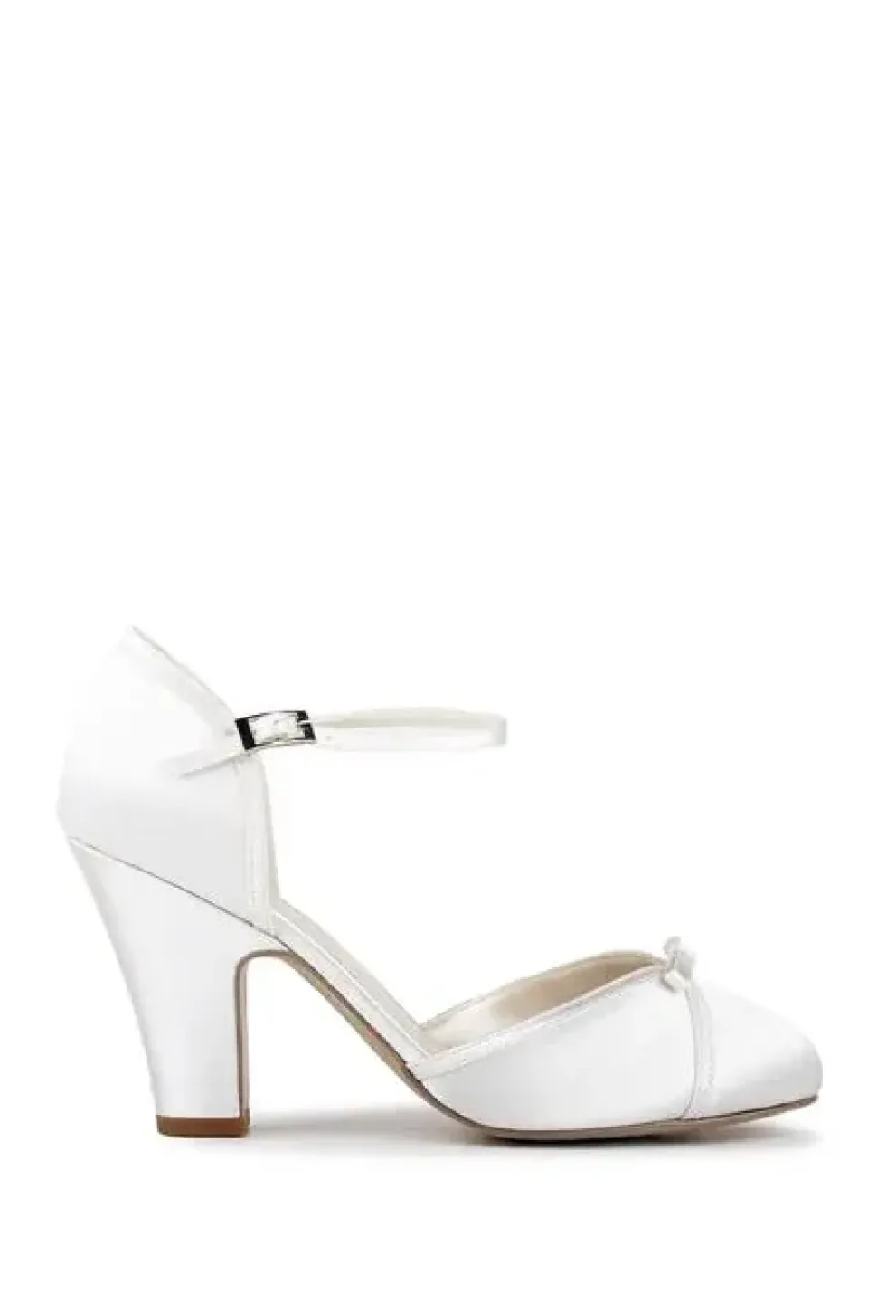 Satin 'Castello' High Heel Block Heel Court Shoes