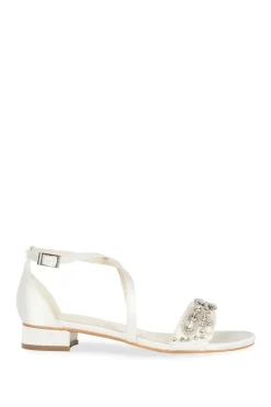 Satin 'Elyse' Low Block Heel Cross Strap Sandals