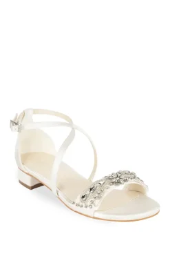 Satin 'Elyse' Low Block Heel Cross Strap Sandals