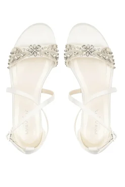 Satin 'Elyse' Low Block Heel Cross Strap Sandals