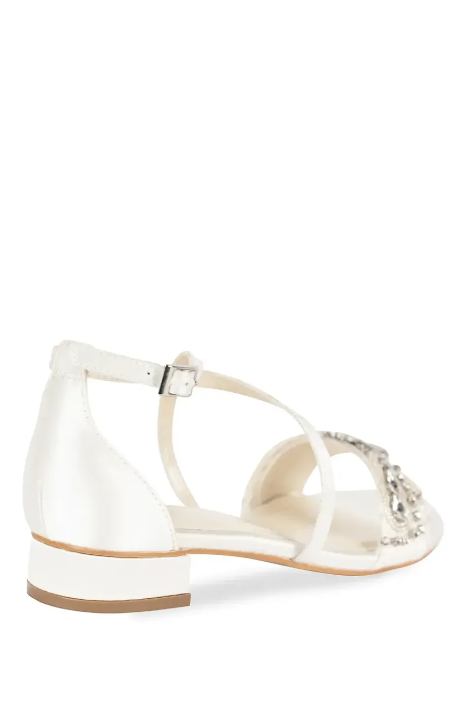 Satin 'Elyse' Low Block Heel Cross Strap Sandals