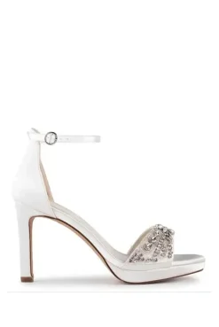 Satin 'Enya' High Heel Platform Ankle Strap Sandals