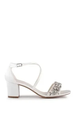 Satin 'Evangeline' Low Heel Ankle Strap Sandal