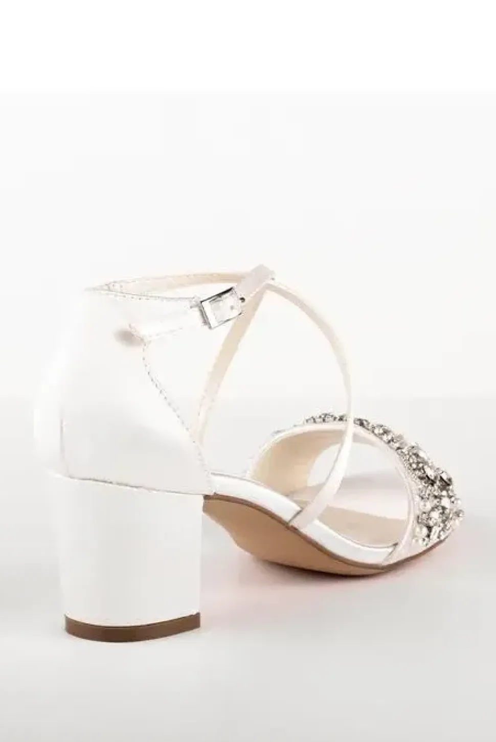 Satin 'Evangeline' Low Heel Ankle Strap Sandal
