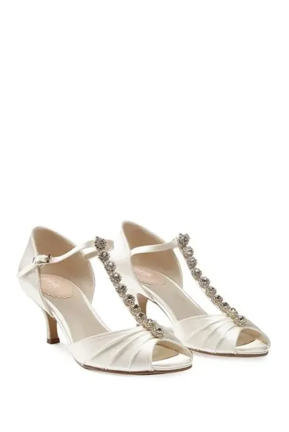 Satin 'Fantasy' Mid Kitten Heel T-bar Shoes