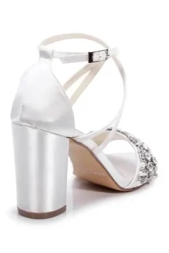 Satin 'Hira' Embroidered High Block Heel Sandals