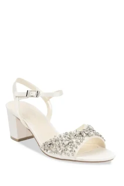 Satin 'Holden' Wide Fit Mid Block Heel Ankle Strap Sandals