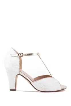 Satin 'Quentin' High Heel Block Heel T-Bar Sandal