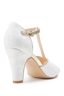 Satin 'Quentin' High Heel Block Heel T-Bar Sandal