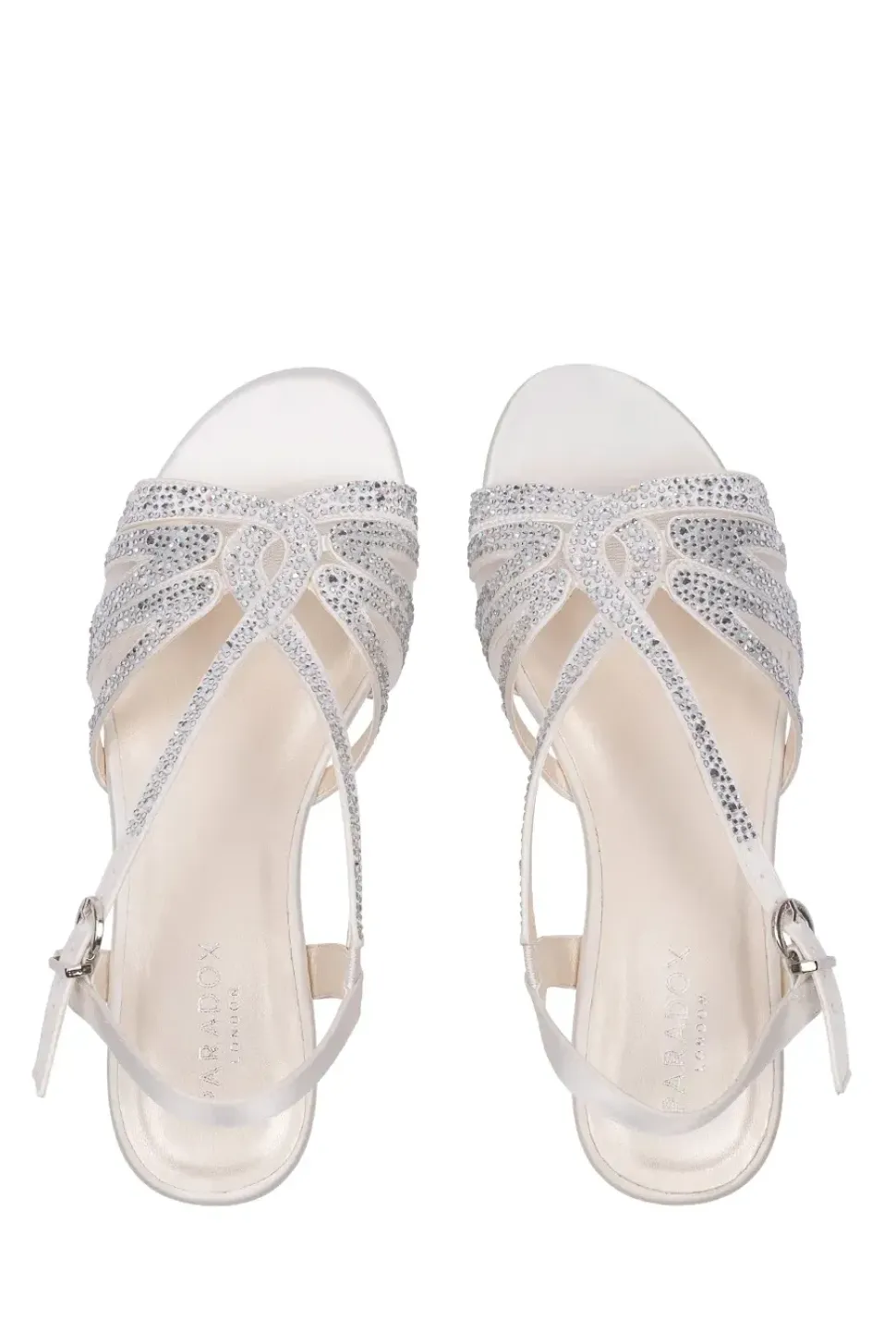 Satin 'Quill' WIDE FIT Low Heel Crytal Sandal