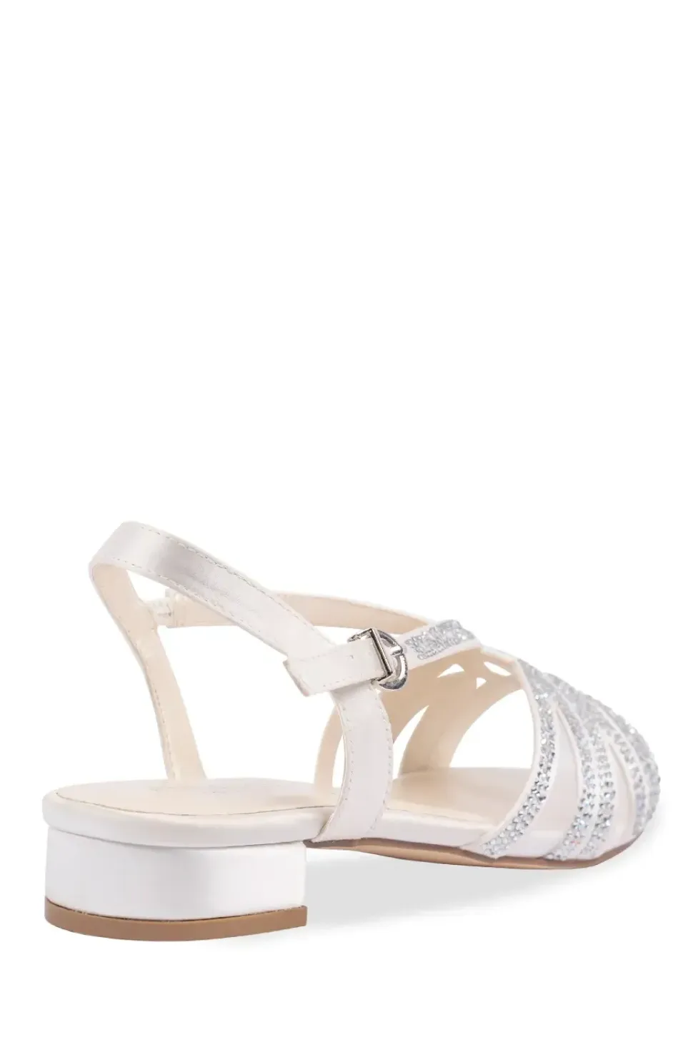 Satin 'Quill' WIDE FIT Low Heel Crytal Sandal