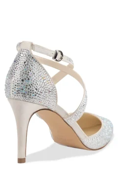 Satin 'Sienna' Cross Strap Crystal Court Shoes