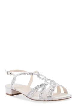 Satin 'Wynter' Low Heel Crystal Sandals