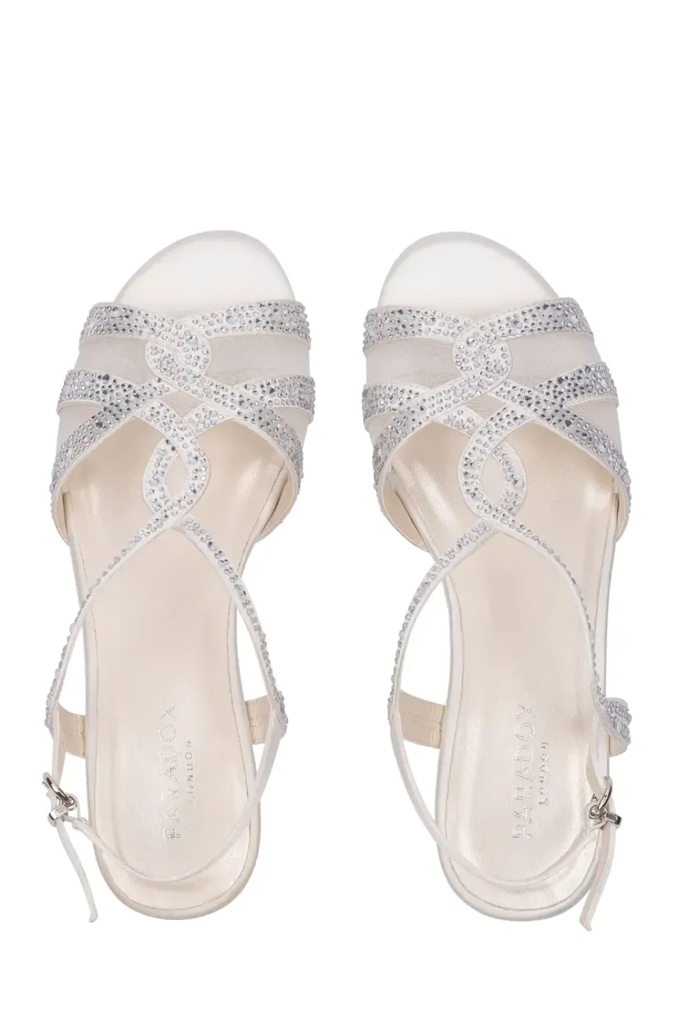 Satin 'Wynter' Low Heel Crystal Sandals