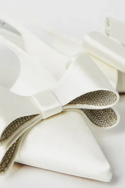 Savannah Bridal Satin Bow Detail Kitten Heel Court Shoes