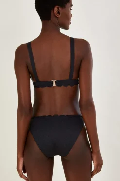 Scallop Edge Plain Bikini Bottoms with Recycled Polyester