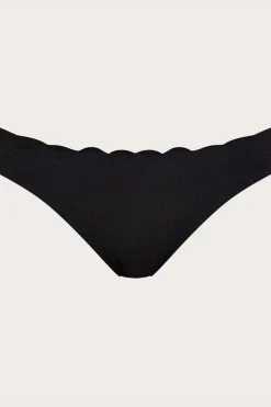 Scallop Edge Plain Bikini Bottoms with Recycled Polyester