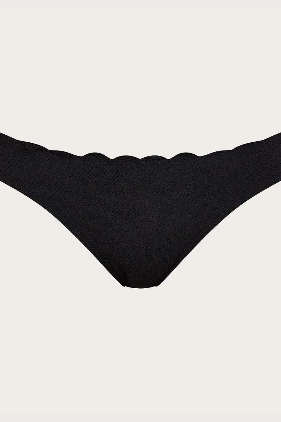 Scallop Edge Plain Bikini Bottoms with Recycled Polyester
