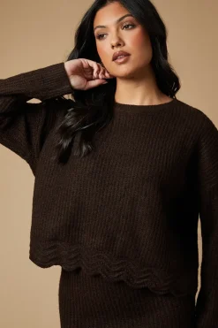Scalloped Hem Knitted Skirt Co Ord
