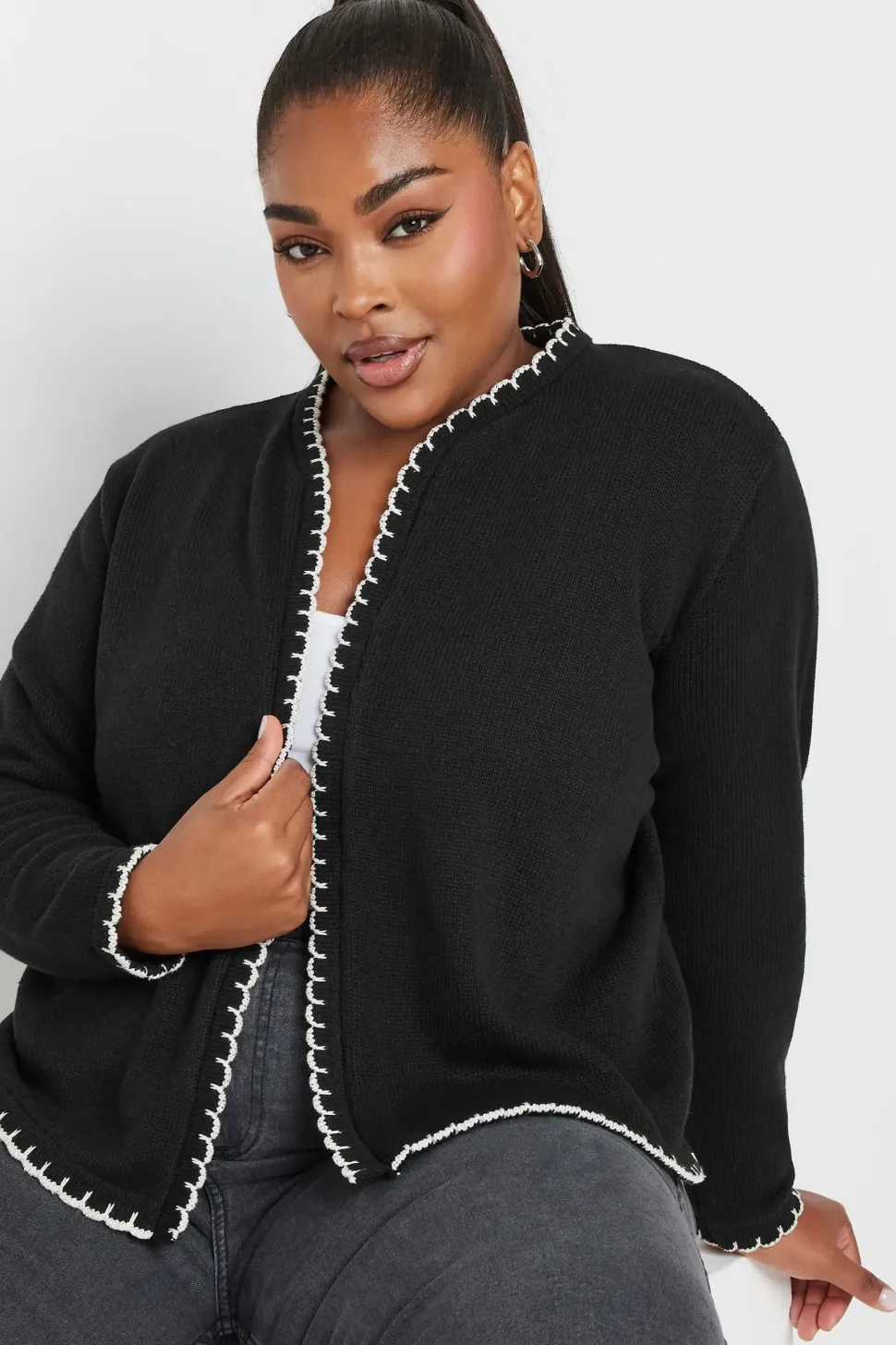 Scallop Hem Knitted Cardigan
