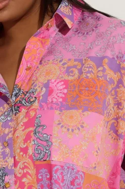 Scarf Print Boyfriend Shirt