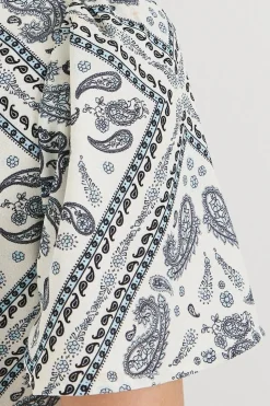 Scarf Print Flutter Sleeve Tiered Mini Dress