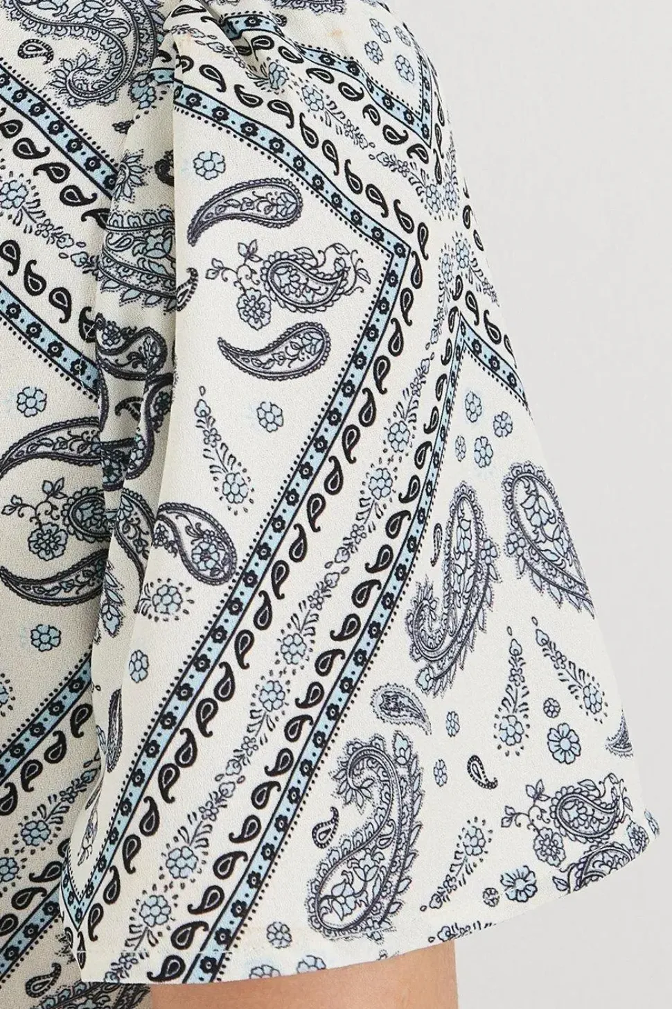 Scarf Print Flutter Sleeve Tiered Mini Dress