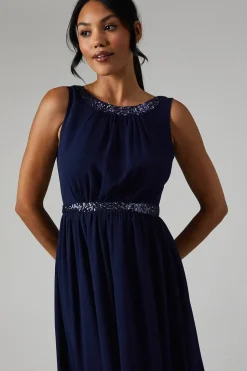 Scoop Back Embellished Chiffon Bridesmaid Dress