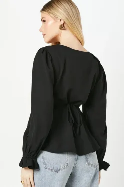 Scoop Neck Button Tea Blouse